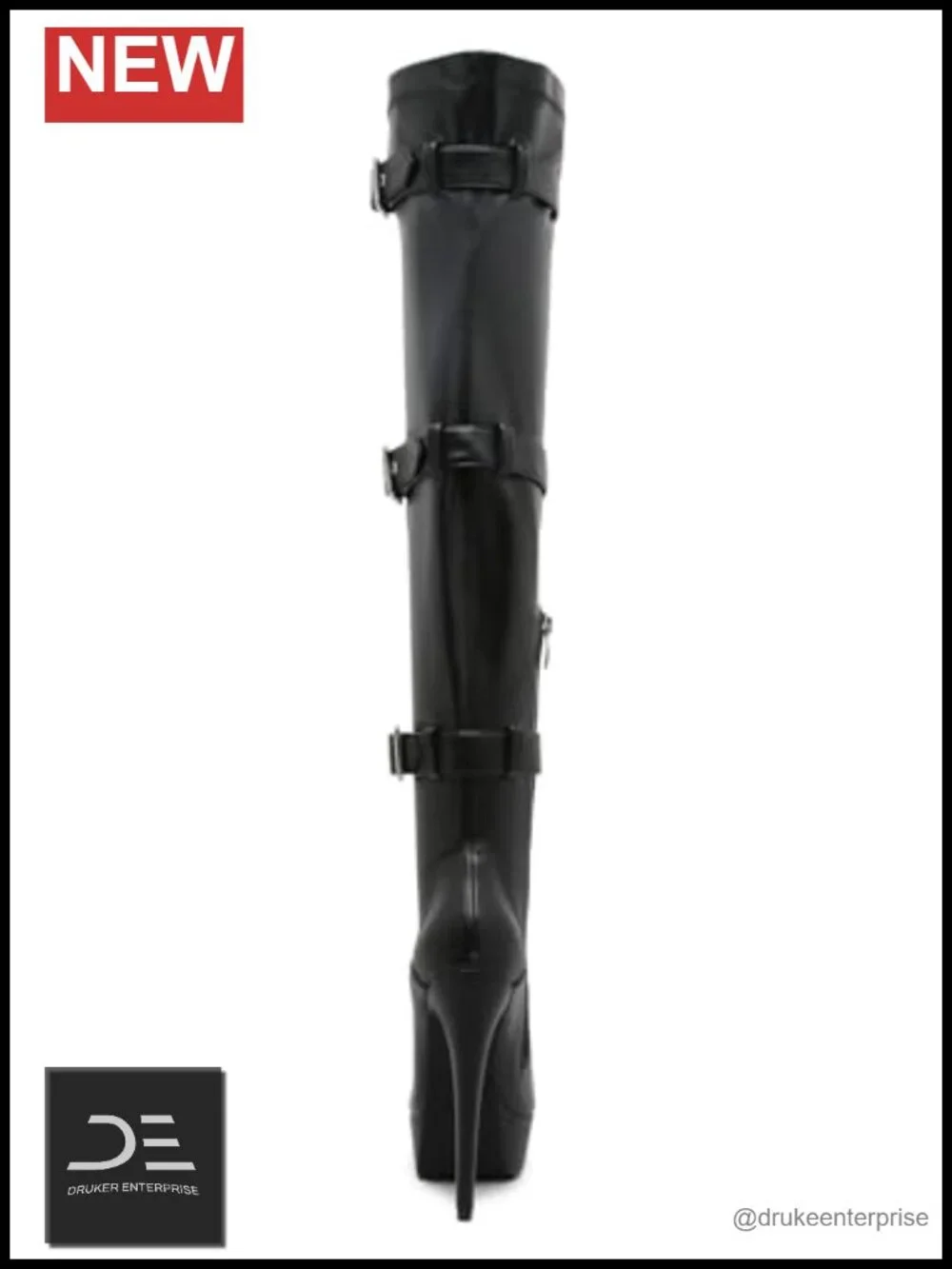 Women Over The Knee Platform Boots High Heel Stretch PU Leather Rear Zip Lace Up